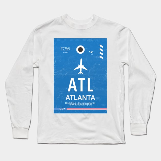 ATL ATLANTA AIRPORT Long Sleeve T-Shirt by Woohoo